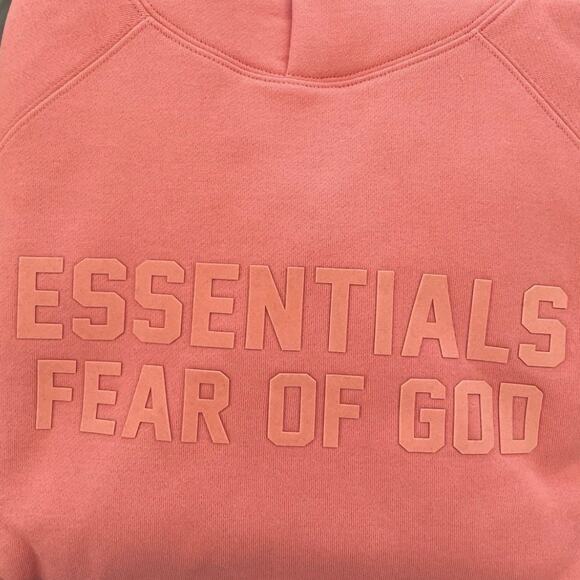 Fear Of God Essentials Hoodie Coral New In Original Bag - Ships Same Biz Day - Picture 1 of 10